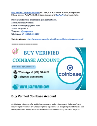 Best Trustable Sites to Buy Verified Coinbase Account