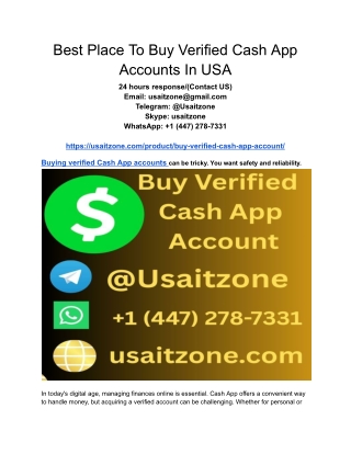 Best Place To Buy Verified Cash App Accounts In USA