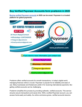 Buy Verified Payoneer Accounts form pvaitsmm in 2025