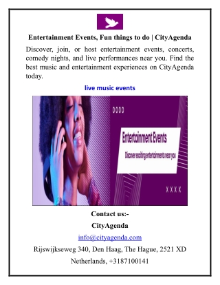 Entertainment Events, Fun things to do  CityAgenda