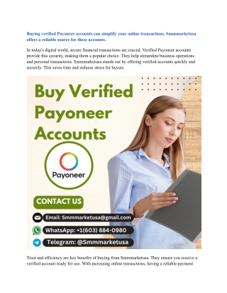 Buy Verified Payoneer Accounts – Best Market Rates