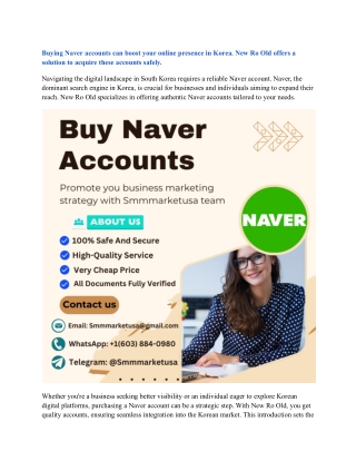 Naver Accounts with Email Verified – Safe & Secure