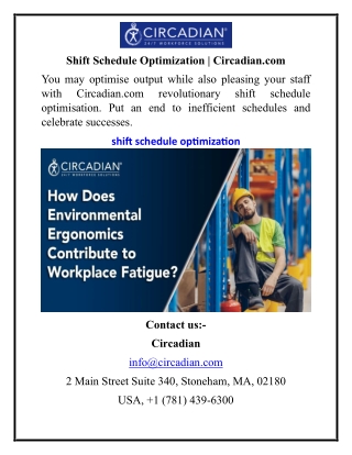 Shift Schedule Optimization Circadian