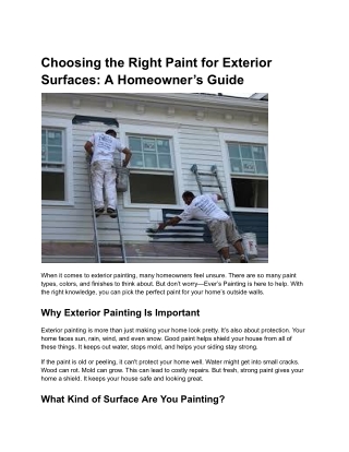 Choosing the Right Paint for Exterior Surfaces_ A Homeowner’s Guide