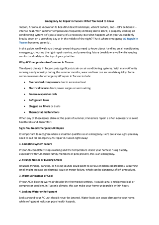 Emergency AC Repair in Tucson - What You Need to Know