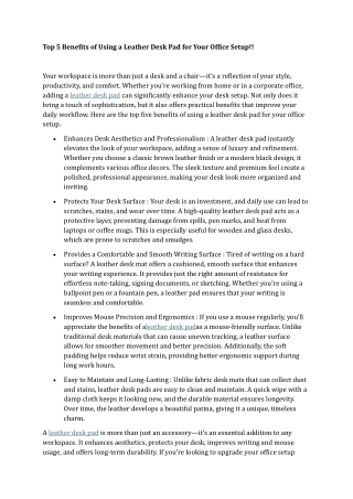 Top 5 Benefits of Using a Leather Desk Pad for Your Office Setup!!