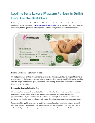 Looking for a Luxury Massage Parlour in Delhi Here Are the Best Ones