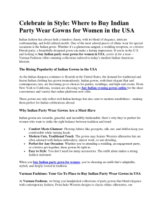 Where to Buy Indian Party Wear Gowns in USA