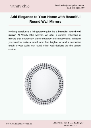 Add Elegance to Your Home with Beautiful Round Wall Mirrors