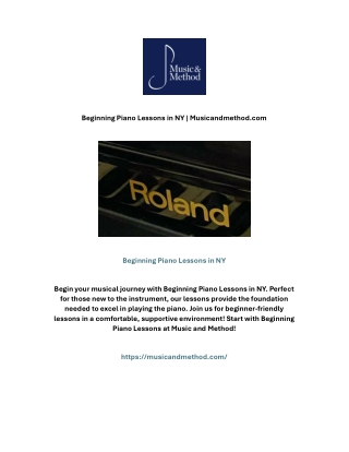 Beginning Piano Lessons in NY | Musicandmethod.com