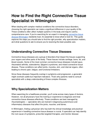 How to Find the Right Connective Tissue Specialist in Wilmington