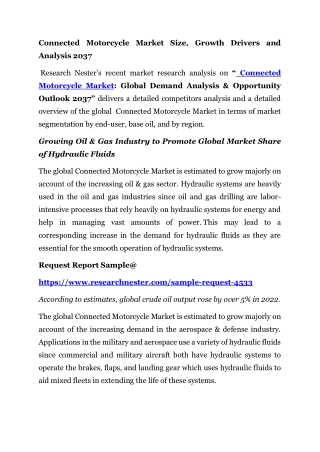 Connected Motorcycle Market Size, Growth Drivers and Analysis 2037