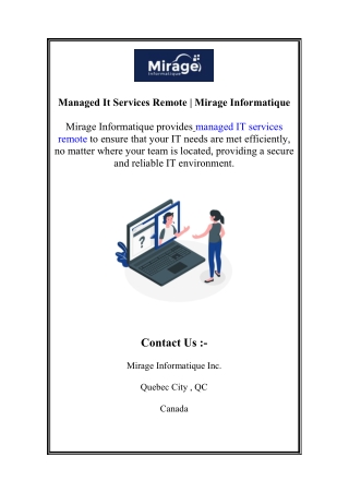 Managed It Services Remote | Mirage Informatique