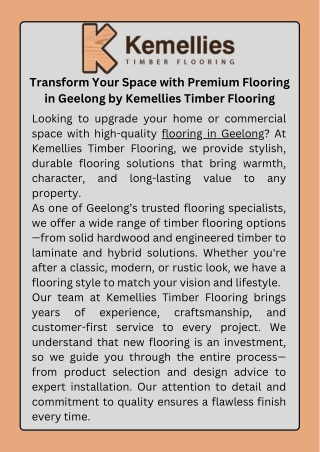 Transform Your Space with Premium Flooring in Geelong by Kemellies Timber Flooring