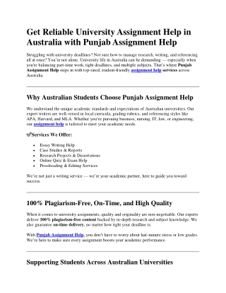 Get Reliable University Assignment Help in Australia with Punjab Assignment Help