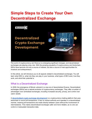 Create Your Own A Decentralized Exchange