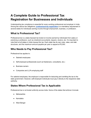 A Complete Guide to Professional Tax Registration for Businesses and Individuals