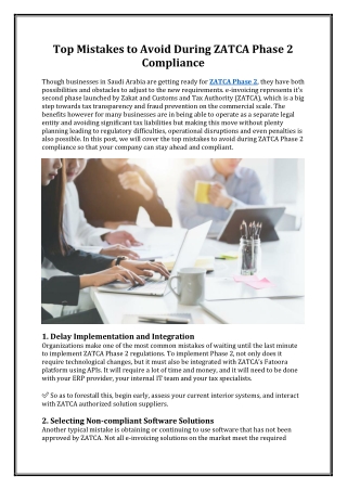 Top Mistakes to Avoid During ZATCA Phase 2 Compliance