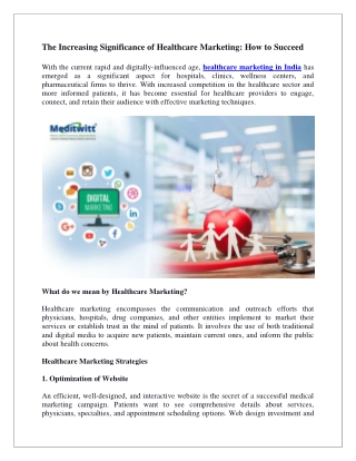 The Increasing Significance of Healthcare Marketing How to Succeed