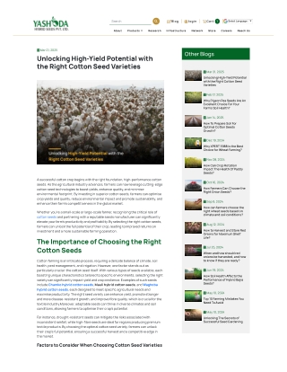 Unlocking High-Yield Potential with the Right Cotton Seed Varieties