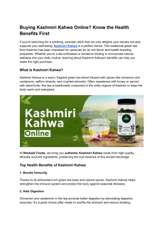 Buying Kashmiri Kahwa Online