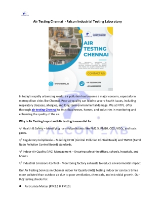 Air Testing Chennai