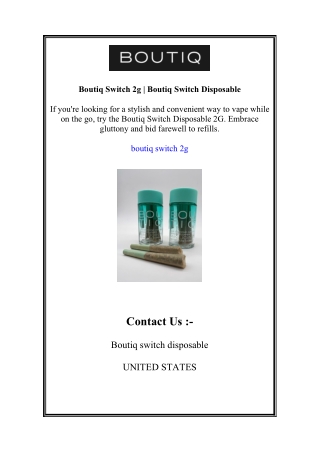Boutiq Switch 2g | Boutiq Switch Disposable