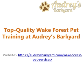 Top-Quality Wake Forest Pet Training at Audrey’s Barkyard
