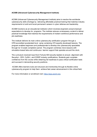 ACSMI (Advanced Cybersecurity Management Institute)