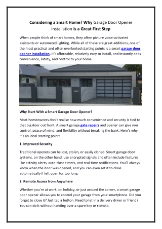 Considering a Smart Home Why Garage Door Opener Installation is a Great First Step.docx