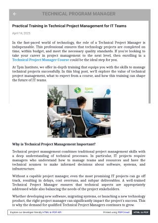 Technical Project Manager Course