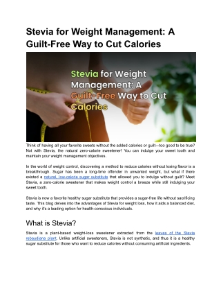 Stevia for Weight Management