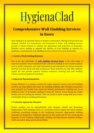 Comprehensive Wall Cladding Services in Essex