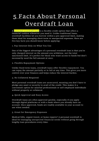 5 Facts About Personal Overdraft Loan