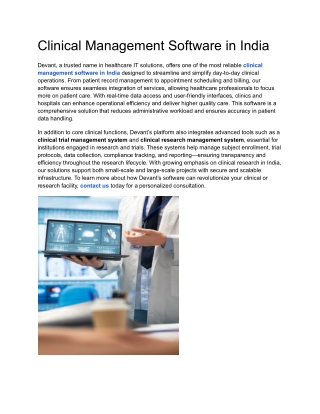 Clinical Management Software in India