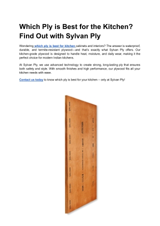Which Ply is Best for the Kitchen