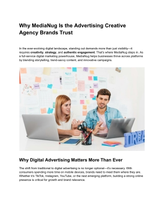 Why MediaNug Is the Advertising Creative Agency Brands Trust
