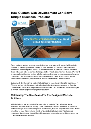 How Custom Web Development Can Address Distinct Business Challenges