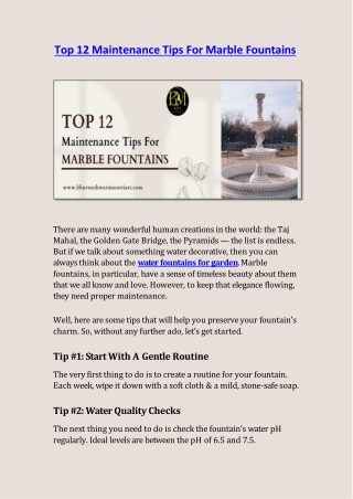 Top 12 Maintenance Tips For Marble Fountains