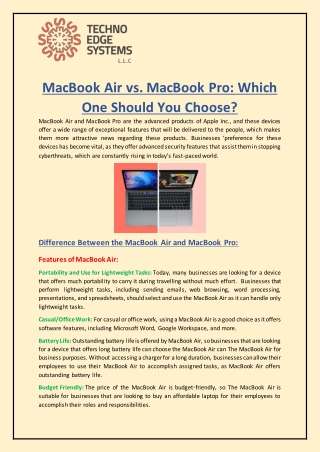 MacBook Air vs. MacBook Pro Which One Should You Choose?