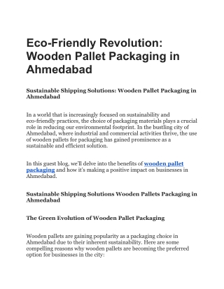 Eco-Friendly Revolution_ Wooden Pallet Packaging in Ahmedabad