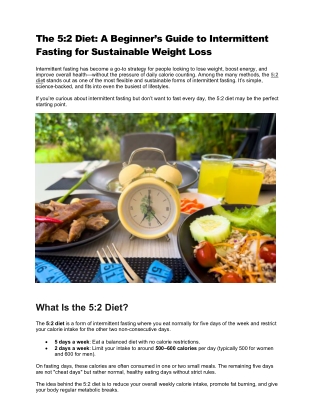 5 2 Diet Intermittent Fasting