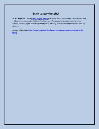 Brain surgery hospital