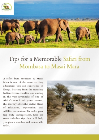 Safari from Mombasa to Masai Mara for Couples