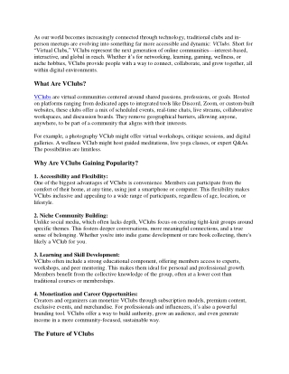 VClubs – The Future of Digital Communities