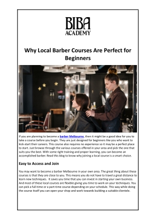 Why Local Barber Courses Are Perfect for Beginners