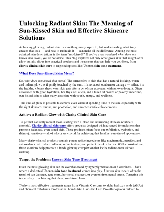 Sun-Kissed Skin and Effective Skincare Solutions