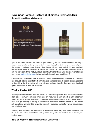 How Inoar Botanic Castor Oil Shampoo Promotes Hair Growth and Nourishment