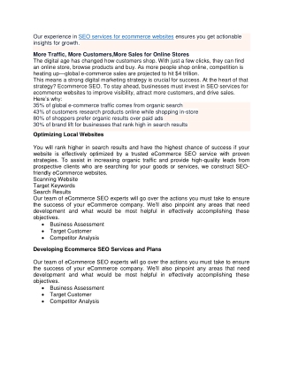 SEO services for ecommerce websites