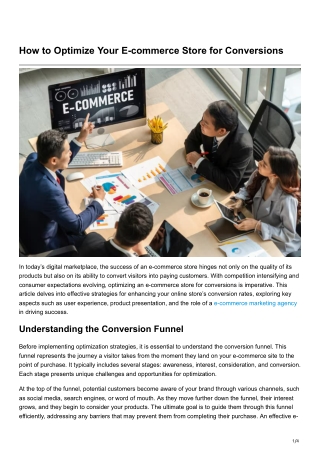 How to Optimize Your E-commerce Store for Conversions